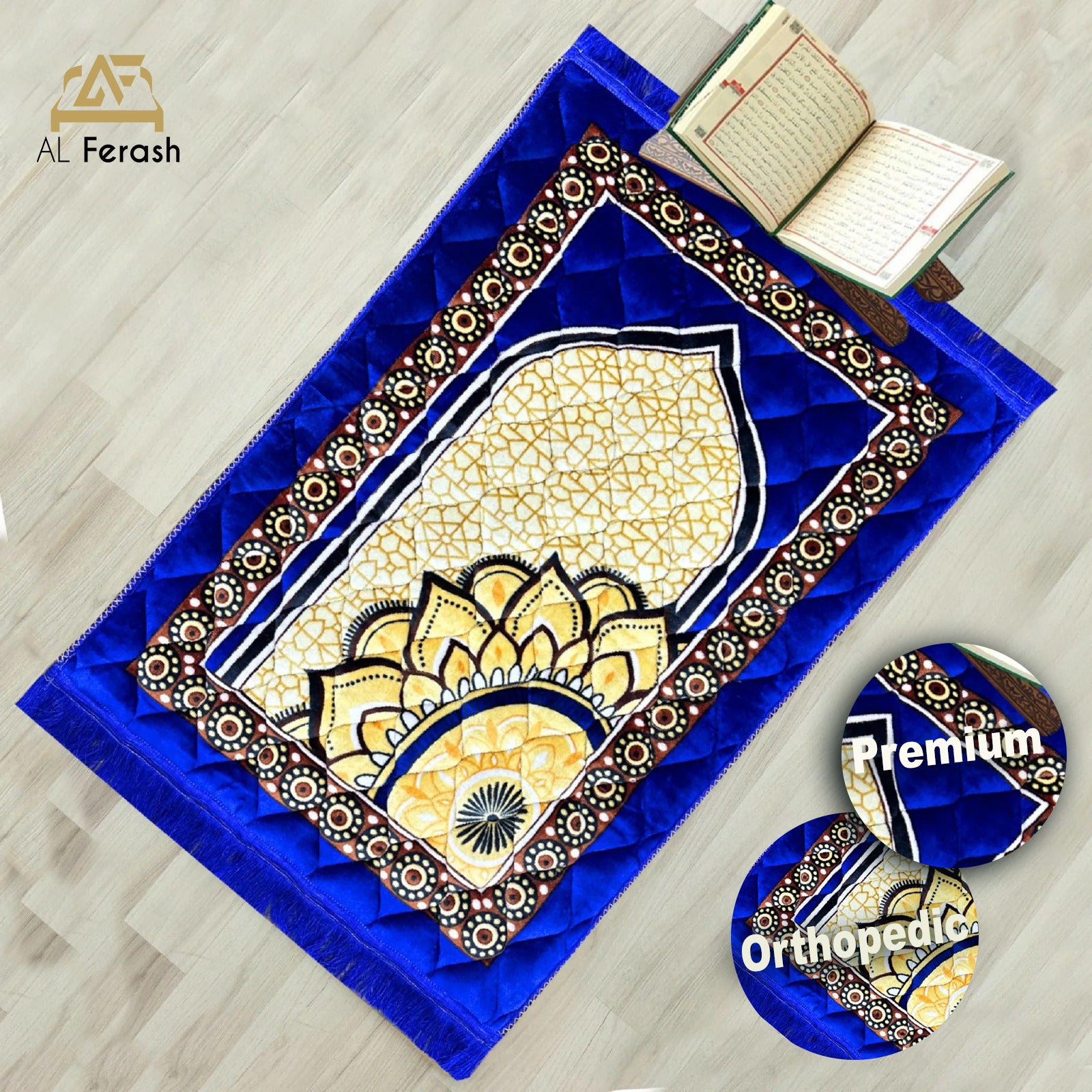 Premium Orthopedic Foam Prayer Mat Blue al ferash