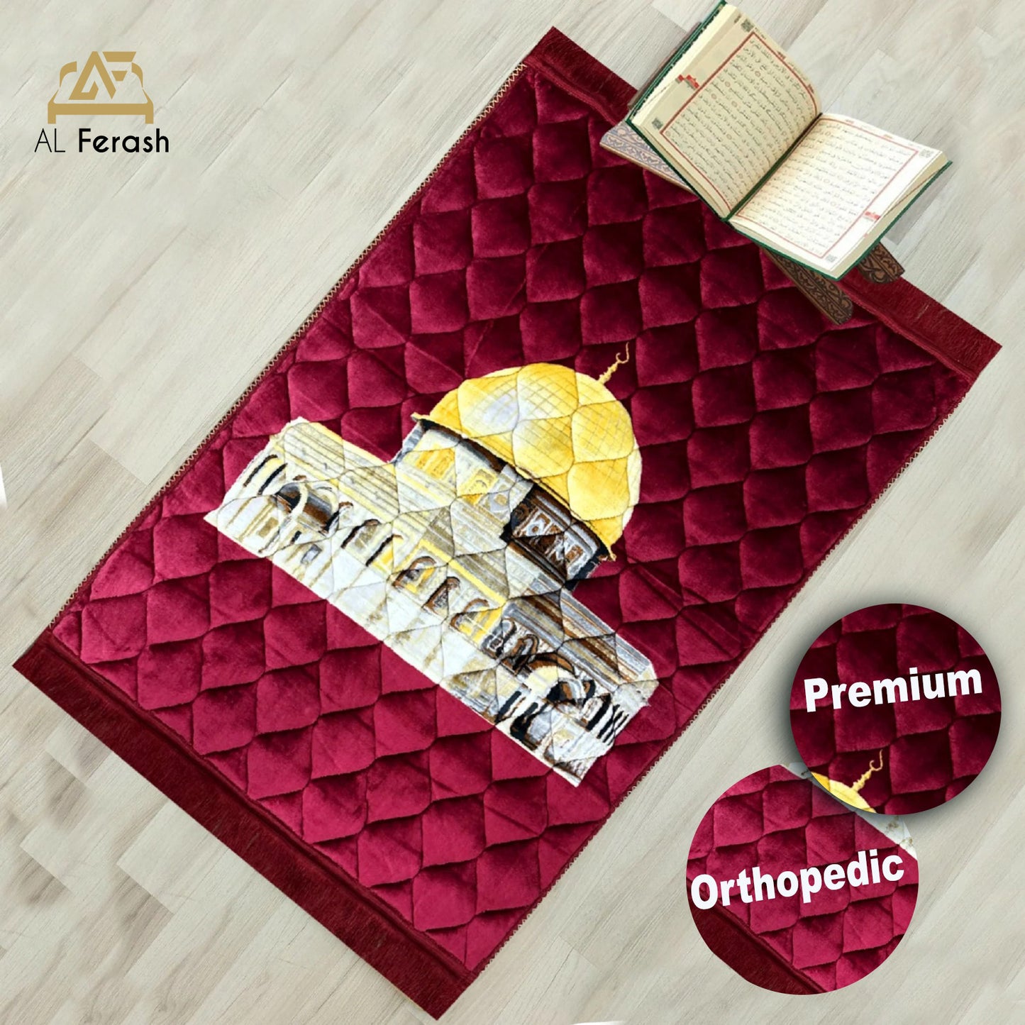 Premium Orthopedic Foam Prayer Mat - Wine Red